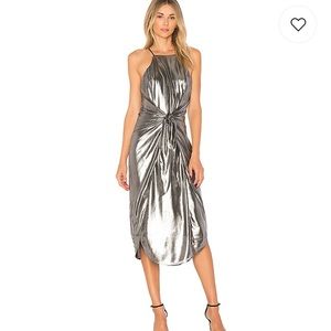 Privacy please Lehunt wrap metallic Dress Graphite